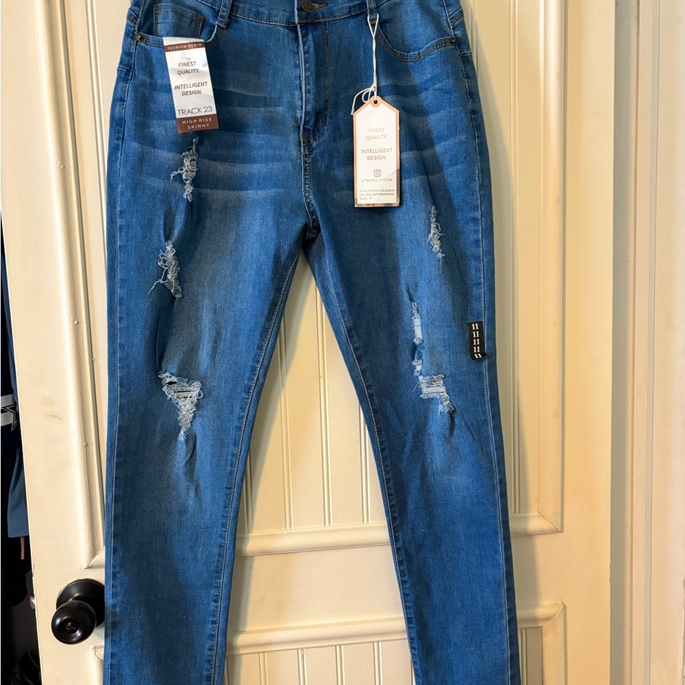 Blue Skinny Distressed Jeans